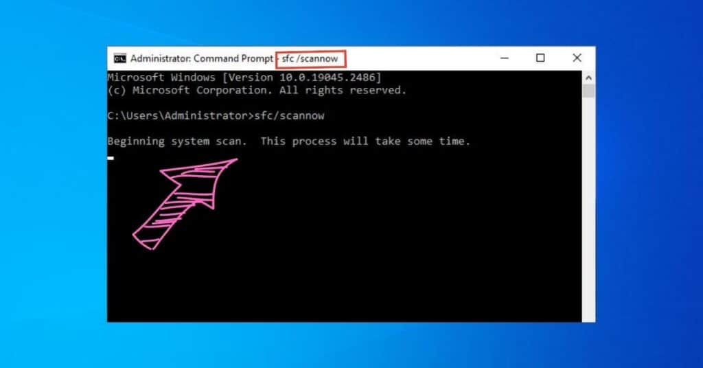 Administrator Command Prompt sfc scan now process