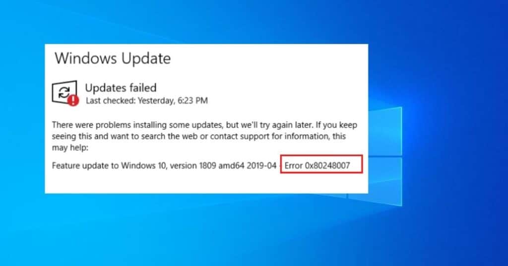 Error 0x80248007 On Windows Update