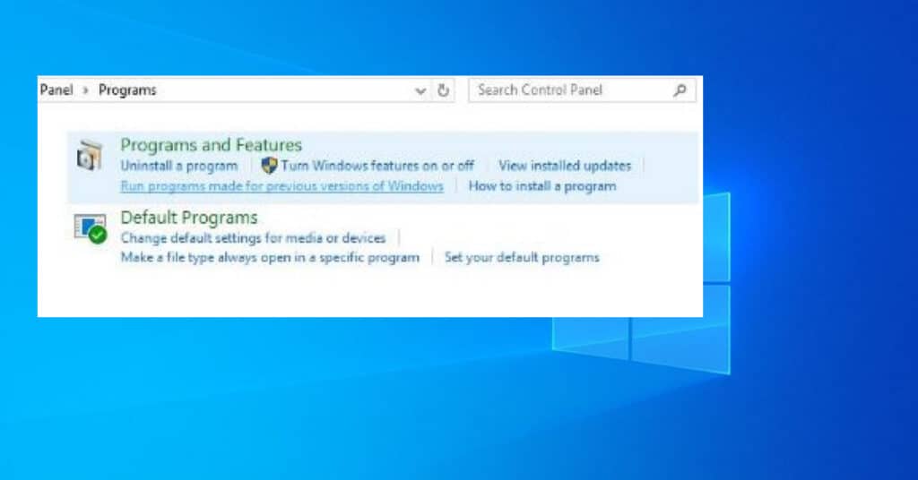 Windows programs settings
