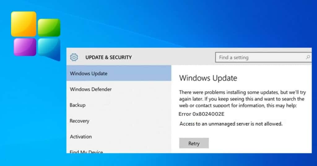 Windows Update Error 0x8024002e