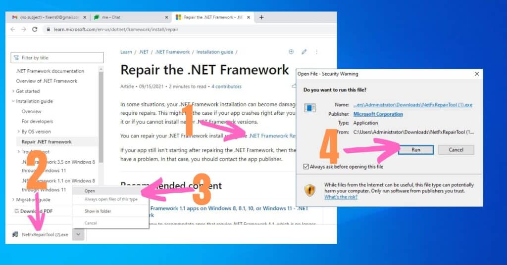 Windows the .NET Framework repair tool download