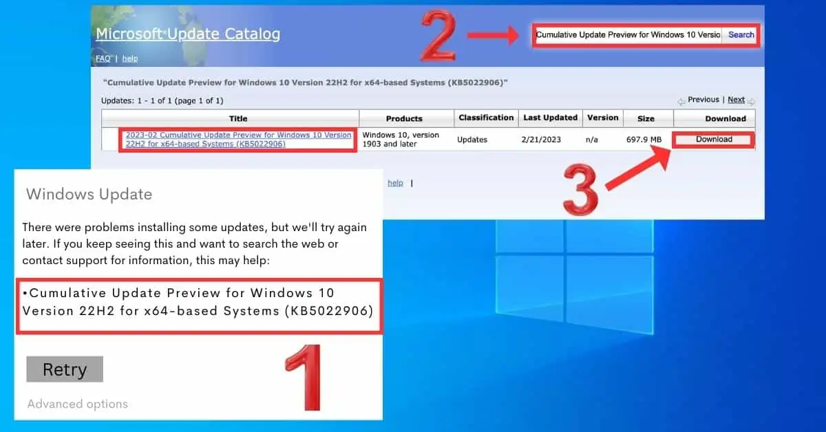 Manually download Windows updates from Microsoft update catalog