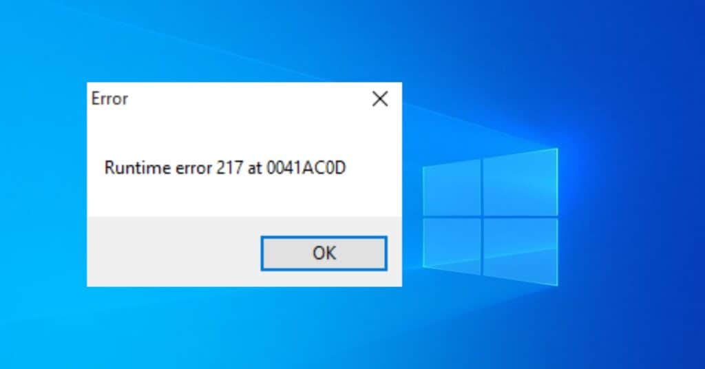 Runtime error 217 on Windows
