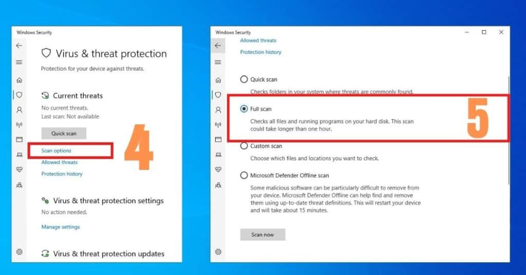 Windows Defender Virus Protection Full System Scan