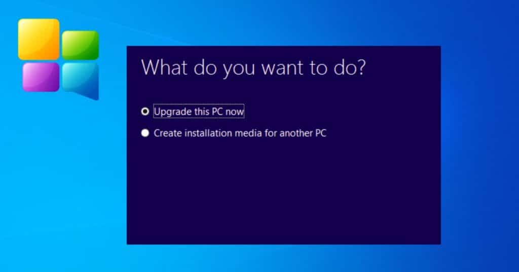 Windows Upgrade this PC now option