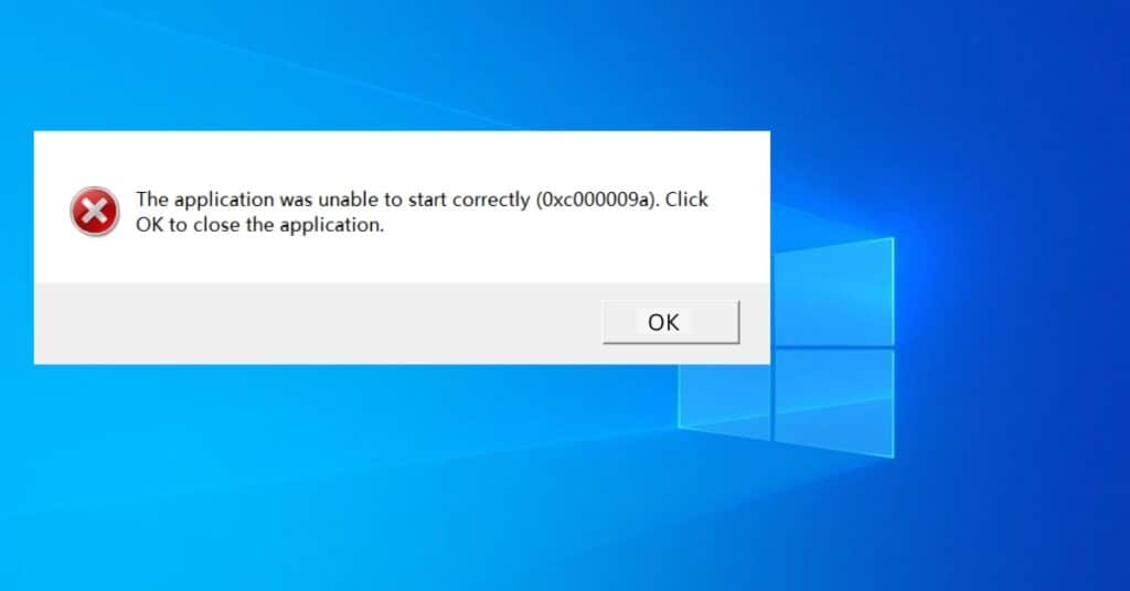 Windows Application Error 0xc000009a