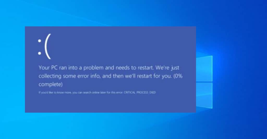 Windows Critical_Process_Died Error