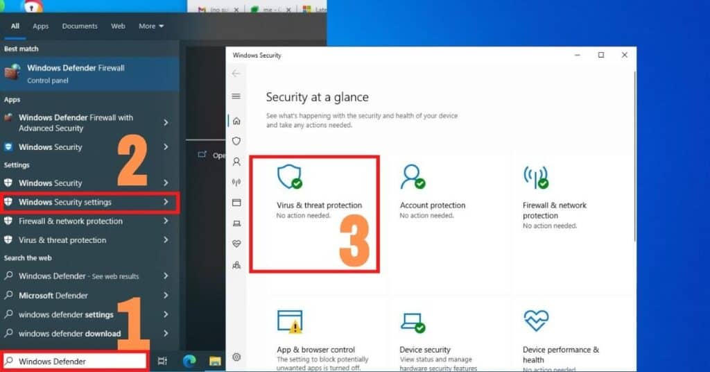 Open Windows Defender Virus protection
