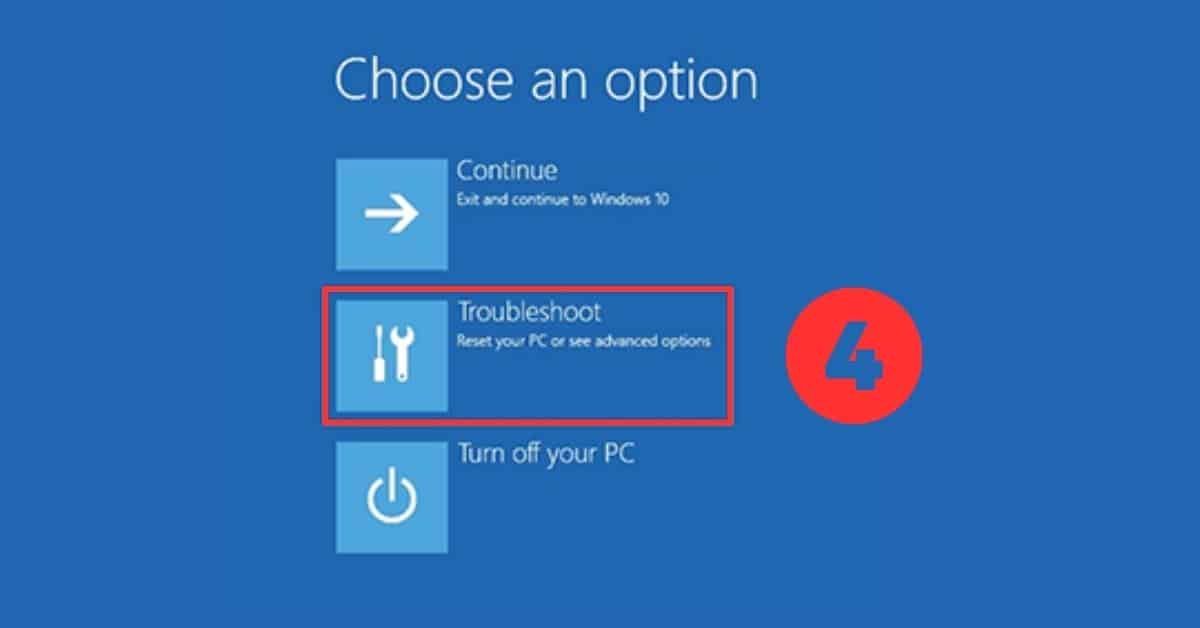 In Windows OS automatic repair mode choose an troubleshoot option