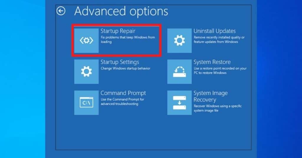 Activating Windows Startup Repair
