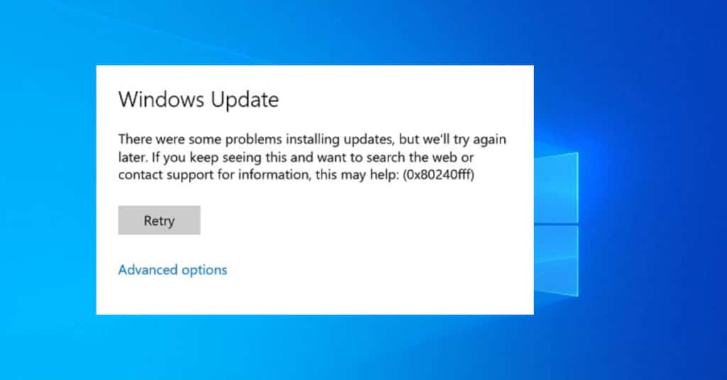 Windows Update Error 0x80240fff