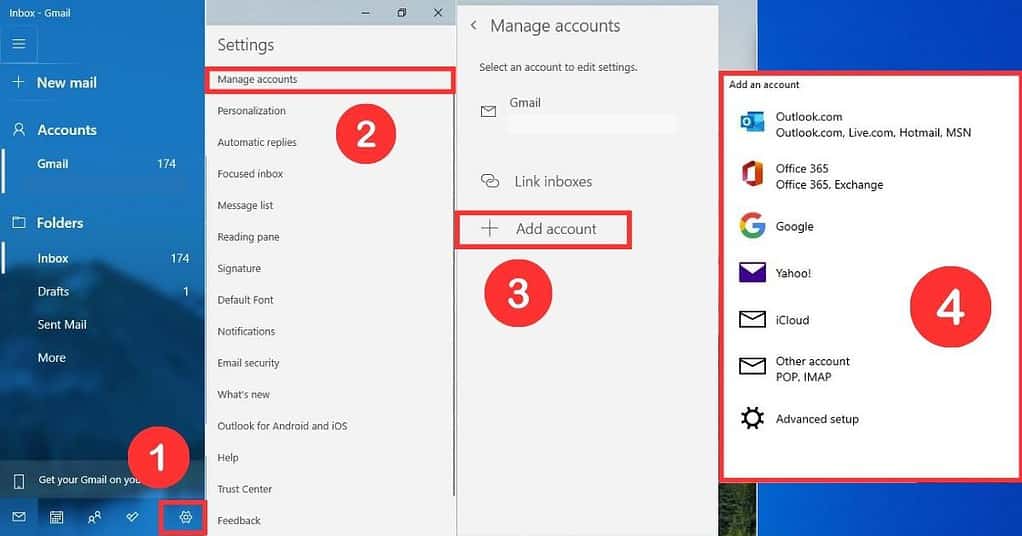 Guide to add new account on Windows Mail application