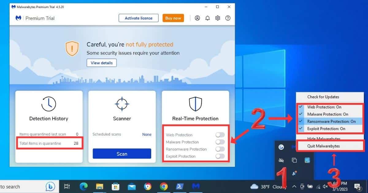 How to disable antivirus on Windows os