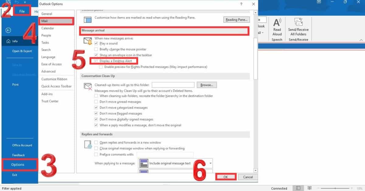 How to disable Microsoft Outlook new mail notification pop-up