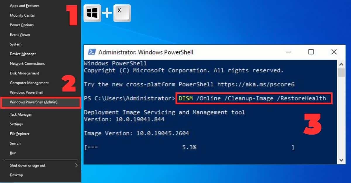 Guide how to run DISM on PowerShell